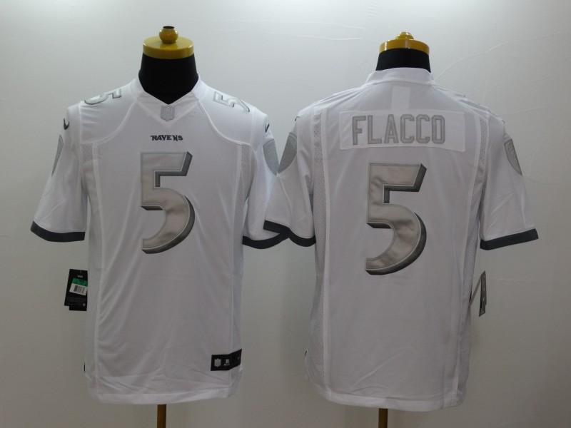Men's Baltimore Ravens Joe Flacco #5 White Jersey